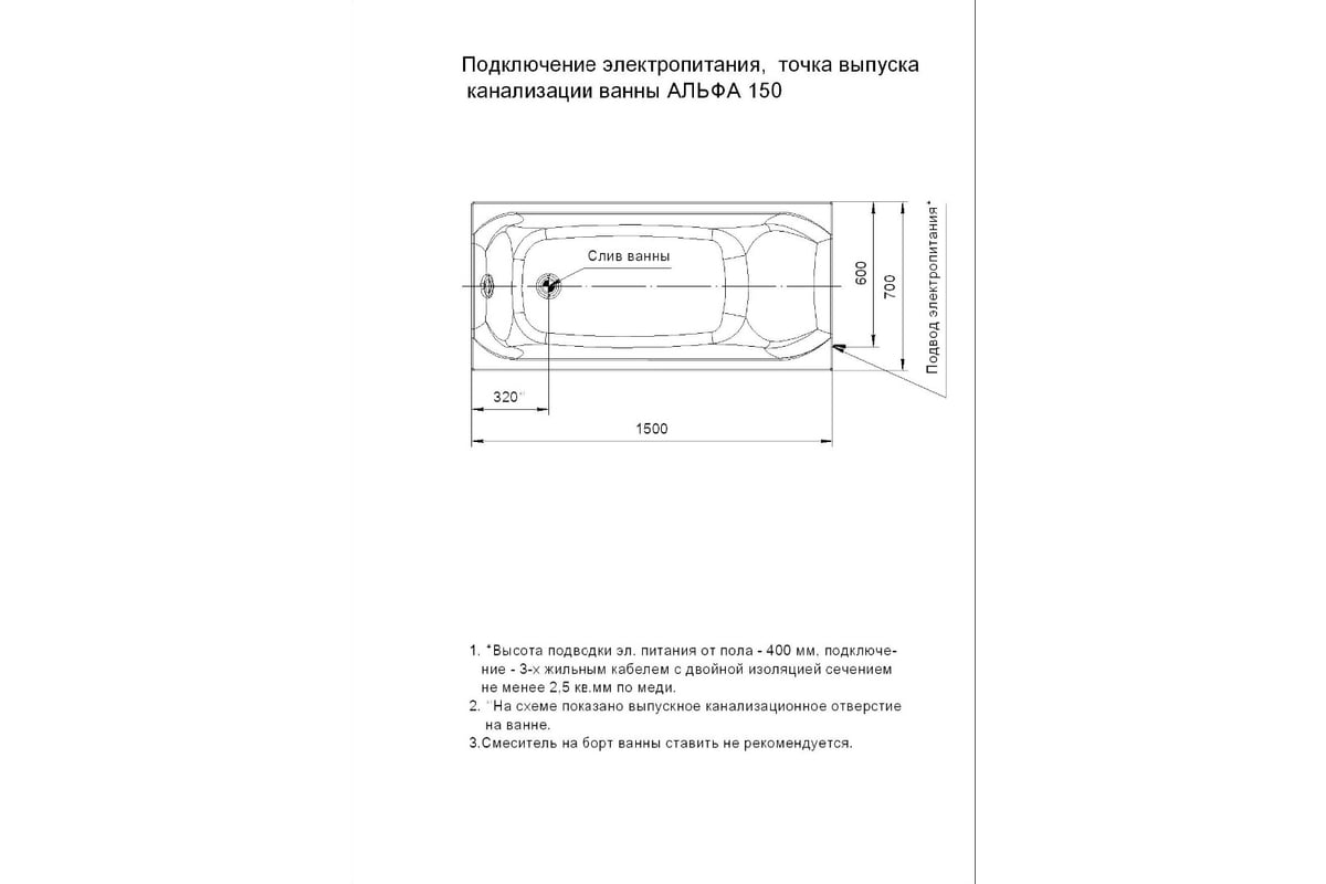 Прямоугольная ванна AQUATEK Альфа 150 вклеенный каркас ALF150-0000025 ...