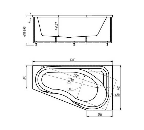 Асимметричная ванна AQUATEK Медея MED180-0000007 00000001137