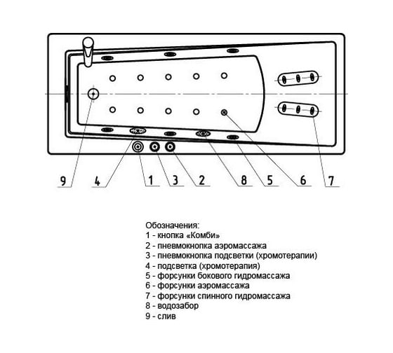 Прямоугольная ванна AQUATEK Либра-170 гидромассаж LIB170-0000029 00000001013