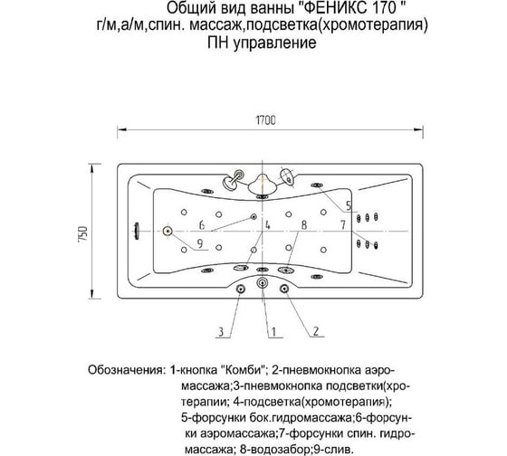 Прямоугольная ванна AQUATEK Феникс-170 FEN170-0000021 00000037654