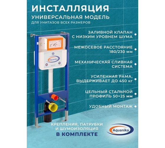 Комплект 6 в 1 Bauedge BAU инсталляция BAU Aquanika, унитаз безободковый Bau Mif PRO, сиденье микролифт, круглая хромированная клавиша 10.702.450.00.00-01.02.19-NT0002-PRO