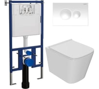 Комплект Bauedge BAU 6 в 1: инсталляция Loranto с белой клавишей, унитаз безободковый Bau Stil PRO, сиденье микролифт 4501-7310-NS0001-PRO