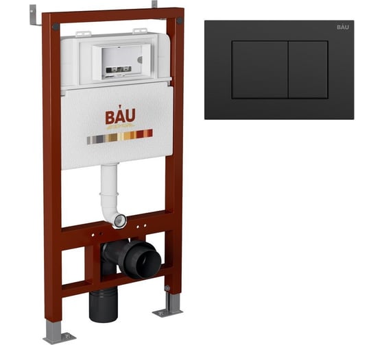 Инсталляция для подвесного унитаза Bauedge клавиша смыва BAU Stil для инсталляции, черный матовый Q111300-Q00003 1