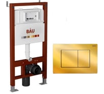 Инсталляция для подвесного унитаза Bauedge клавиша смыва BAU Stil золото Q111300-Q00013