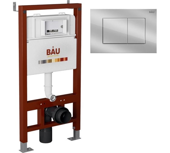 Инсталляция для подвесного унитаза Bauedge клавиша смыва BAU Stil для инсталляциии, хром Q111300-Q00002
