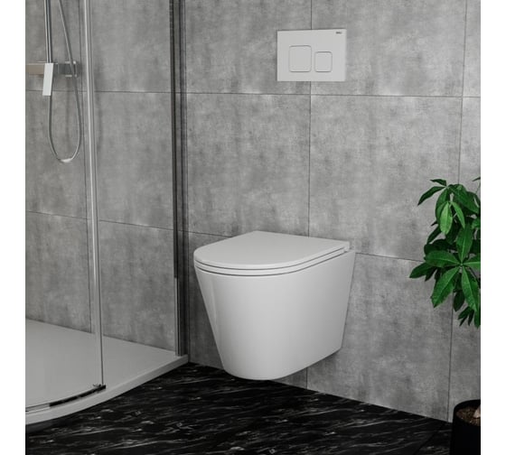 Подвесной безободковый унитаз Bauedge Bau Nimb Hurricane3, вихревой, со скрытым сливом, сиденье дюропласт микролифт BK0001-HQ3
