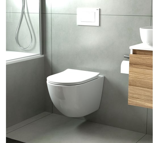 Подвесной безободковый унитаз Bauedge Bau Dream PRO-2, быстросъемное тонкое сиденье полипропилен микролифт NL0002-PRO