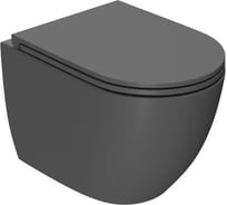 Подвесной безободковый унитаз Bauedge Bau Dream 52x36 Hurricane-2, торнадо обратного потока, сиденье дюропласт микролиф, темно-серый матовый BL0001-HQ2-DG