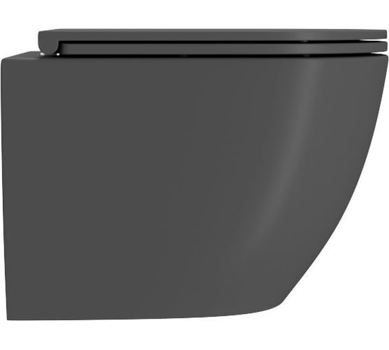 Подвесной безободковый унитаз Bauedge Bau Dream 52x36 Hurricane-2, торнадо обратного потока, сиденье дюропласт микролиф, темно-серый матовый BL0001-HQ2-DG