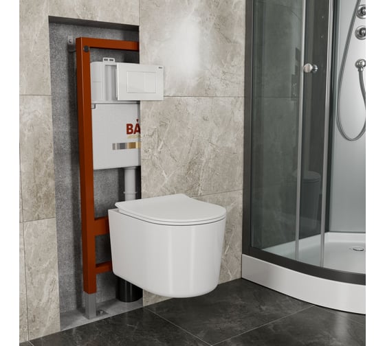 Подвесной безободковый унитаз Bauedge Bau Hotel PRO, быстросъемное сиденье микролифт NM0003-PRO