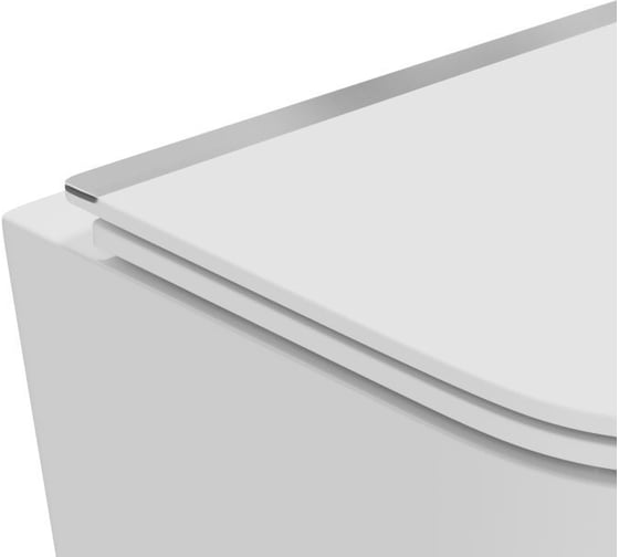 Подвесной безободковый унитаз Bauedge Bau Nimb LUX, быстросъемное тонкое сиденье дюропласт микролифт с нержавеющей вставкой BK0001-LUX
