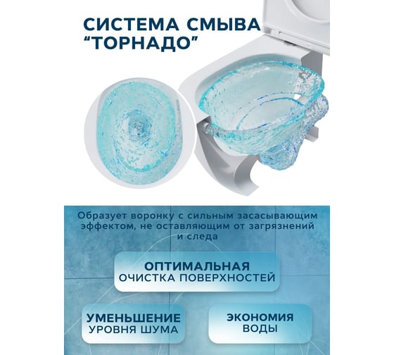 Подвесной безободковый унитаз Bauedge Bau Dream 52x36 Hurricane-2, торнадо обратного потока, быстросъемное тонкое сиденье дюропласт микролифт BL0001-HQ2