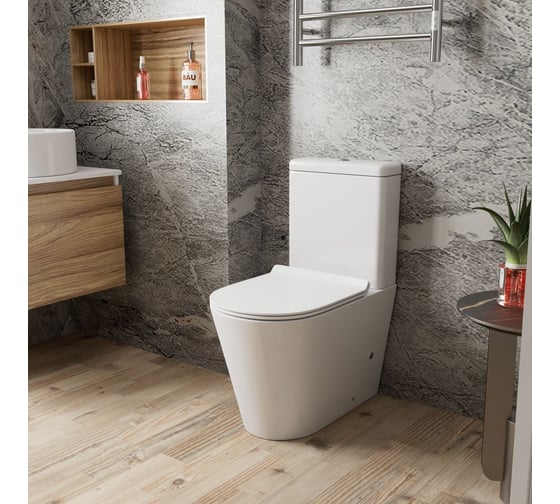 Напольный безободковый унитаз Bauedge Bau Nimb PRO, 670x380x840, двойной смыв, сиденье микролифт NK0001-PRO