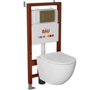 Комплект Bauedge BAU 6 в 1: инсталляция BAU PRO, унитаз подвесной безободковый Bau Dream PRO-2, сиденье быстросъемное микролифт, клавиша BAU Stil, бронза Q111300-NL0002-PRO-Q00012