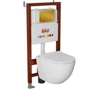 Комплект Bauedge BAU 6 в 1: инсталляция BAU PRO, унитаз подвесной безободковый Bau Dream PRO-2, сиденье быстросъемное микролифт, клавиша BAU Stil, золото Q111300-NL0002-PRO-Q00013