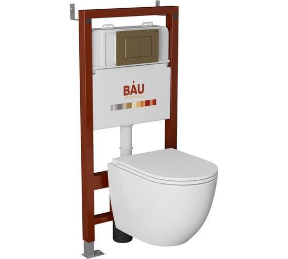 Комплект Bauedge BAU 6 в 1: инсталляция BAU PRO, унитаз подвесной торнадо Bau Dream Hurricane-3, сиденье дюропласт микролифт, клавиша BAU Stil, бронза Q111300-BL0001-HQ3-Q00012 1