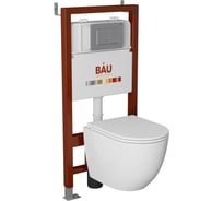 Комплект Bauedge BAU 6 в 1: инсталляция BAU PRO, унитаз подвесной торнадо Bau Dream Hurricane-2, сиденье дюропласт микролифт, клавиша BAU Stil антивандальная, нержавеющая сталь Q111300-BL0001-HQ2-Q00009