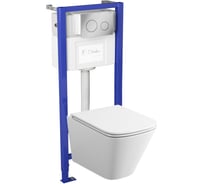 Комплект Bauedge BAU 6 в 1: инсталляция Delice с клавишей Oreol, унитаз безободковый BAU Stil, сиденье быстросъемное дюропласт микролифт, крепления, шумоизоляция BS0001-DLR_000003