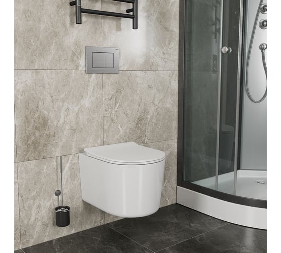 Комплект Bauedge BAU 6 в 1: инсталляция BAU PRO, унитаз подвесной безободковый Bau Hotel PRO, сиденье быстросъемное микролифт, клавиша BAU Stil антивандальная, нержавеющая сталь Q111300-NM0003-PRO-Q00009