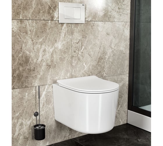 Комплект Bauedge Bau 6 в 1: инсталляция Delice с клавишей Nimb, унитаз безободковый Bau Hotel PRO, быстросъемное сиденье микролифт NM0003-PRO-DLR_000002