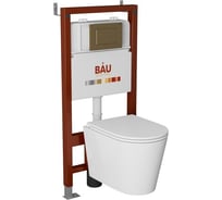 Комплект Bauedge BAU 6 в 1: инсталляция BAU PRO, унитаз подвесной торнадо Bau Nimb Hurricane-2, сиденье дюропласт микролифт, клавиша BAU Stil, бронза Q111300-BK0001-HQ2-Q00012