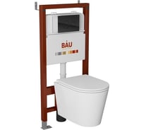 Комплект Bauedge BAU 6 в 1: инсталляция BAU PRO, унитаз подвесной торнадо Bau Nimb Hurricane-2, сиденье дюропласт микролифт, клавиша из стекла BAU Dream, черная Q111300-BK0001-HQ2-Q00011