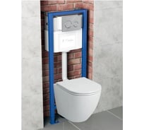 Комплект Bauedge BAU 6 в 1: инсталляция Delice с клавишей, унитаз безободковый BAU Dream, сиденье быстросъемное микролифт, шумоизоляция BL0001-DLR_000003