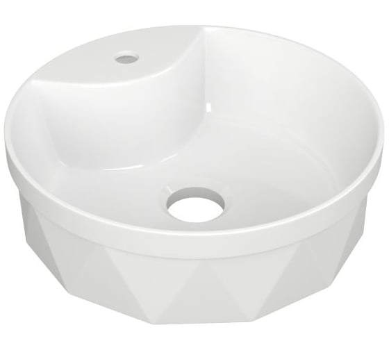 Круглая накладная раковина Bauedge BAU Element Cristal D40, с отверстием под смеситель, белая NS0006