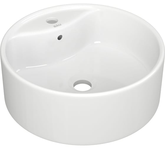 Круглая накладная раковина Bauedge BAU Element D40, с отверстием под смеситель, белая NS0001 1