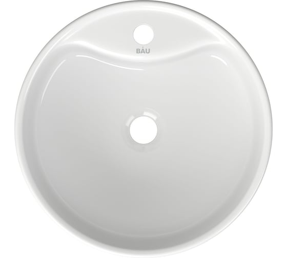 Круглая накладная раковина Bauedge BAU Element D40, с отверстием под смеситель, белая NS0001