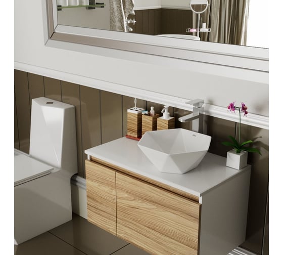 Накладная раковина на столешницу Bauedge BAU Crystal 40x40, белая NRC0012