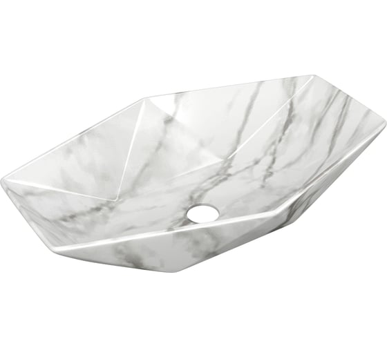 Накладная раковина на столешницу Bauedge BAU Crystal 64x40, мрамор NRC0011-MAR 1