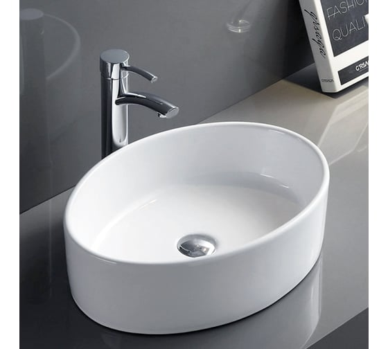 Овальная накладная раковина Bauedge BAU Nimb 50x36, белая BN0002