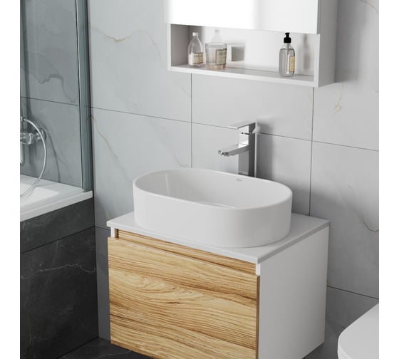 Овальная накладная раковина Bauedge BAU Nimb 56x36, белая SN1004