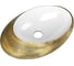 Овальная накладная раковина Bauedge BAU Nimb Gold 52x38, на столешницу, санфарфор, белая/брашированое золото SN1005G 1
