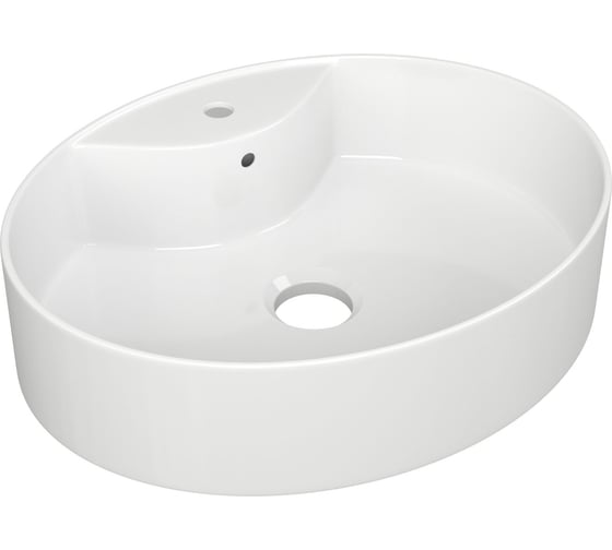 Овальная накладная раковина Bauedge BAU Nimb 51x41, с отверстием под смеситель, белая NS0004 1