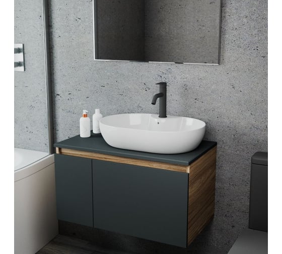 Овальная накладная раковина Bauedge BAU Nimb 60x42, с отверстием под смеситель, белая NS0005