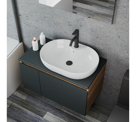 Овальная накладная раковина Bauedge BAU Nimb 60x42, с отверстием под смеситель, белая NS0005