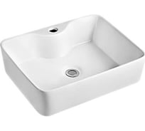 Прямоугольная накладная раковина Bauedge BAU Cerama 48x37, с отверстием под смеситель, белая NS0002