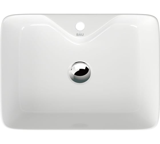 Прямоугольная накладная раковина Bauedge BAU Cerama 48x37, с отверстием под смеситель, белая NS0002