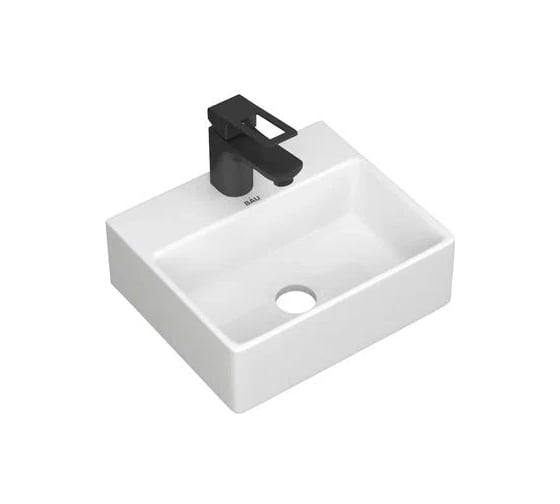 Прямоугольная накладная раковина Bauedge BAU Cerama Mini 33x28, с отверстием под смеситель, белая NS0003
