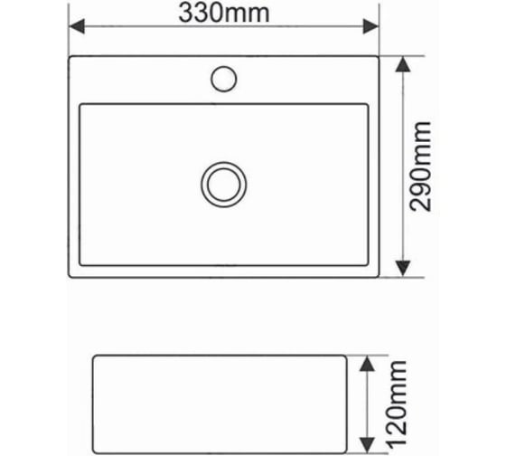 Прямоугольная накладная раковина Bauedge BAU Cerama Mini 33x28, с отверстием под смеситель, белая NS0003