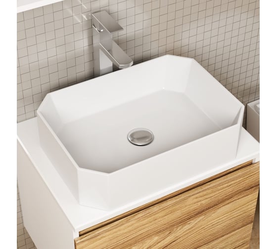 Накладная прямоугольная раковина Bauedge BAU Hotel 51x37, белая NH1007