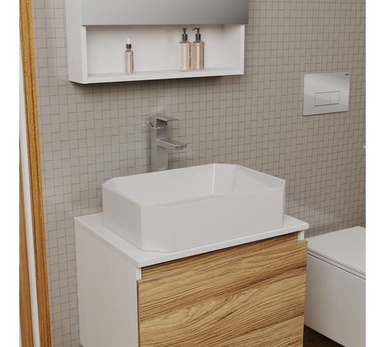 Накладная прямоугольная раковина Bauedge BAU Hotel 51x37, белая NH1007