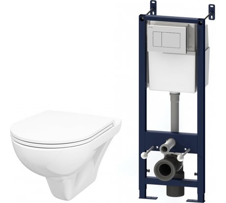 Комплект инсталляция с клавишей AM.PM белый с подвесным унитазом Gem с сид м/лифт IS301.901738