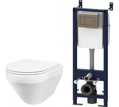 Комплект инсталляция с клавишей AM.PM глянц хром с подвесным унитазом Spirit FlashClean IS3701700