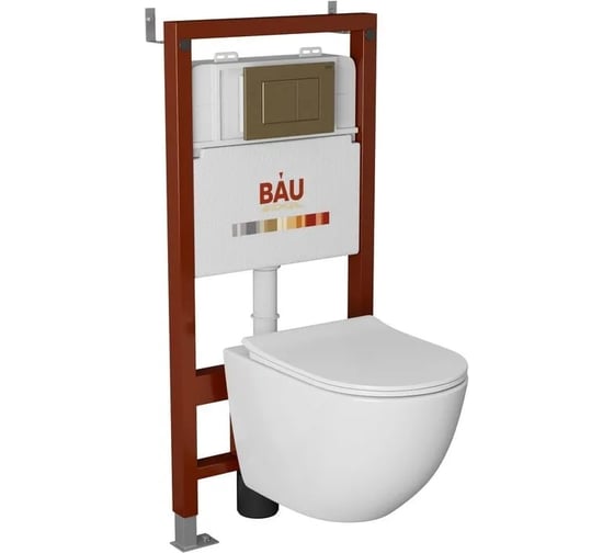 Инсталляция Bauedge BAU PRO для подвесного унитаза, клавиша смыва BAU Stil для инсталляции, бронза Q111300-Q00012