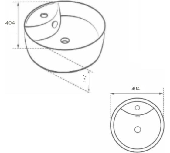 Накладная раковина MORVARID Diana Top Counter 40 см, фарвор 1364440