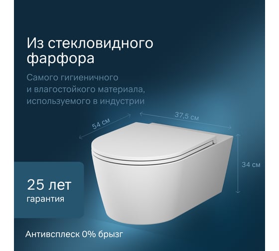 Подвесной унитаз AM.PM Func FlashClean 54 см, с сиденьем микролифт, бел мат C8F1701MWSC