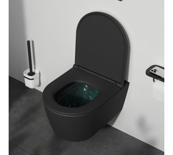 Func подвесной унитаз 49 см FlashClean с сиденьем микролифт, черн мат AM.PM C8F1700MBSC